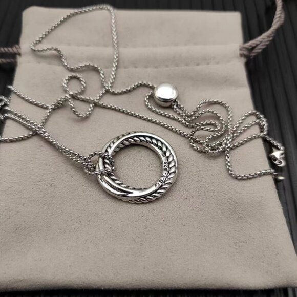 David Yurman Sterling Silver Crossover Loop Necklace - Picture 3 of 7